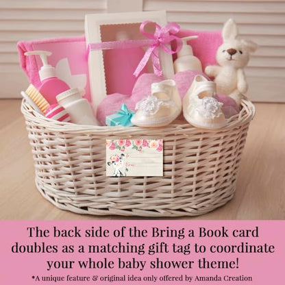 Baby Shower Invites for Girls – Watercolor Pink Floral Cow Baby Shower Invitation Bundle with Diaper Raffle Tickets, Book Request Cards & Envelopes. Set of 20 5X7 Pink Cow Invitation Kit Sets - style: Cow