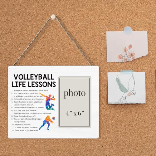 Volleyball Life Lessons Picture Frame, Volleyball Gifts for Girls Players | Inspirational Volleyball Wooden Picture Frame for 4 x 6 in Photo, Volleyball Team Coach Gifts for Men Women - color: VOLLEYBALL