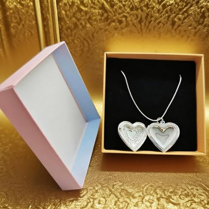 925 Sterling Silver Necklace for Women – Layered Stackable Choker Necklaces with Heart Photo Locket & Star - Pendant 18" Chain Gift for Wife, Mom, Girlfriend, Birthday, Anniversary, Valentine’s Day - color: Carved heart