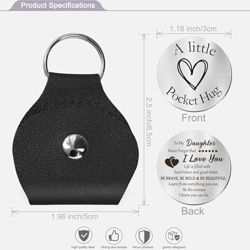 CINDYHE Pocket Hug Token keychain for Men Women Him Her(Daughter) | Easter Valentines Day anniversary birthday small gifts for husband,boyfriend,dad ,mom,son,daughter - color: Daughter