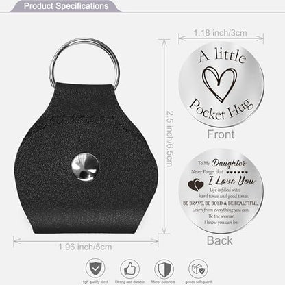 CINDYHE Pocket Hug Token keychain for Men Women Him Her(Daughter) - color: Daughter