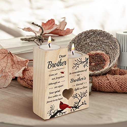 SteadStyle Memorial Gifts for Loss of Brother, Memorial Candlestick Gifts | Loss of Brother Sympathy Gifts, Bereavement Condolence Grief Gift for Loss of Brothers, Cardinal Wooden Candlestick Holders - style: Brother