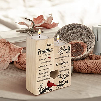 SteadStyle Memorial Gifts for Loss of Brother, Memorial Candlestick Gifts | Loss of Brother Sympathy Gifts, Bereavement Condolence Grief Gift for Loss of Brothers, Cardinal Wooden Candlestick Holders - style: Brother