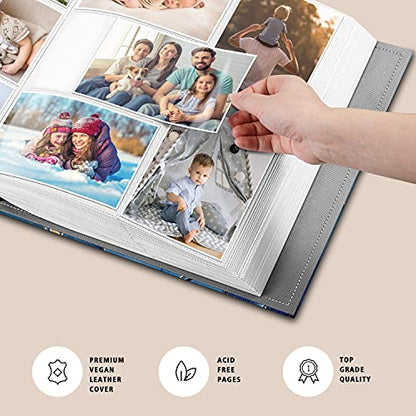 Fintie Photo Album 4x6 Photos - 600 Pockets Large Capacity Albums Book | Vegan Leather Cover, 4X6 Picture Keepsakes, Family/Wedding/Travel Memory Book, Baby/Kids/Boys/Girls Gift, Ocean Marble - color: Ocean Marble