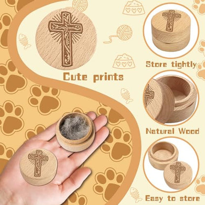 CREATCABIN Pet Wooden Keepsake Box Pet Hair Keepsake Box Animal Memorial Casket for Memorial Animal Retain Dogs Cats Hair Teeth Nails Ashes Fauna Funeral or Remembrance Home Decor 1.96x1.57 Inch Cross - style: Cross