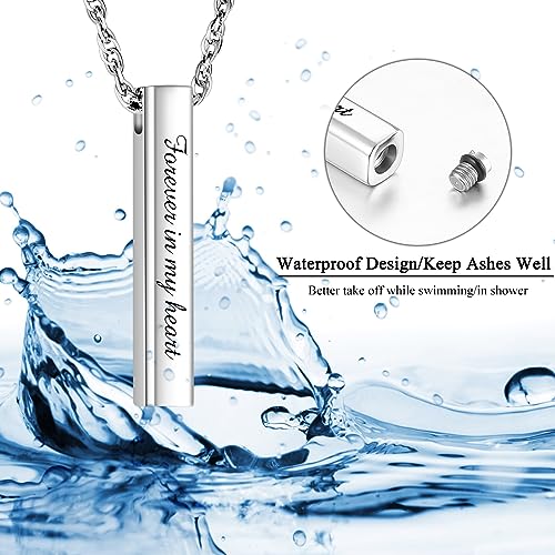 abooxiu Urn Necklace for Human Ashes Cremation Jewelry for Ashes Stainless Steel Keepsake Ashes Necklace Memorial Urn Jewelry Pendant for Women Men - Forever in my heart - style: Silver