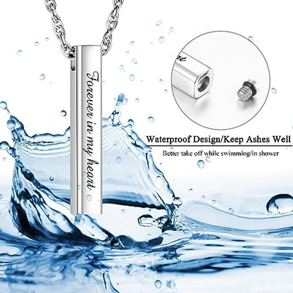 abooxiu Urn Necklace for Human Ashes Cremation Jewelry for Ashes Stainless Steel Keepsake Ashes Necklace Memorial Urn Jewelry Pendant for Women Men - Forever in my heart - style: Silver