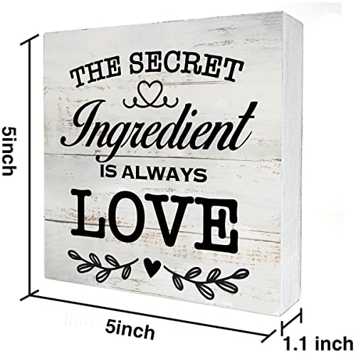 Secret Ingredient Is Always Love Kitchen Quote Wood Box Sign - color: white