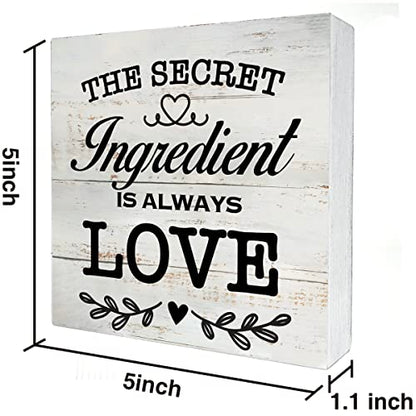 Secret Ingredient Is Always Love Kitchen Quote Wood Box Sign - color: white