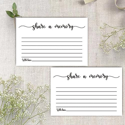 50 Share a Memory Cards, Memory Card for Celebration of Life, Graduation, Wedding, Retirement, Going Away Party (4" x 6")
