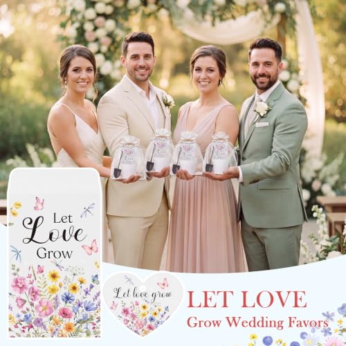 24 Sets Thank You Seed Packets Card Sets Gifts Bulk for Women | No Seed, Let Love Grow, Wildflower Favors for Guests, Souvenirs Gift Bulk for Bridal Shower, Engagement and Wedding Party - style: Let Love Grow