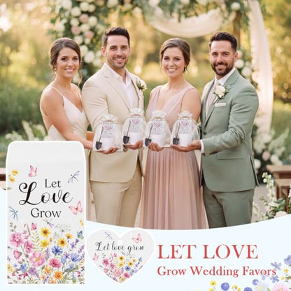 24 Sets Thank You Seed Packets Card Sets Gifts Bulk for Women | No Seed, Let Love Grow, Wildflower Favors for Guests, Souvenirs Gift Bulk for Bridal Shower, Engagement and Wedding Party - style: Let Love Grow