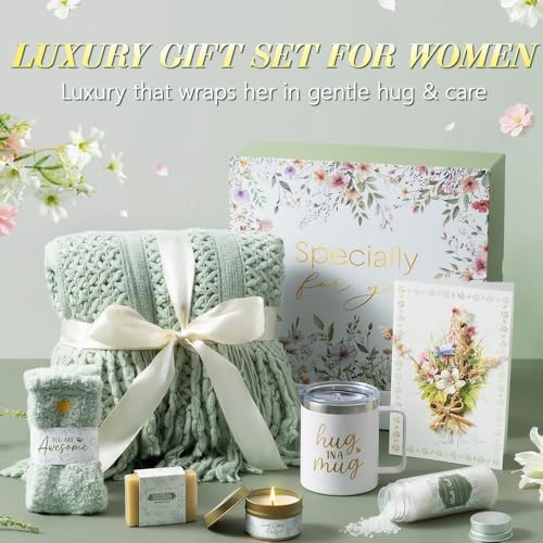 Self Care Get Well Soon Gift Baskets for Women Birthday Gifts Care Package - color: Sage Green