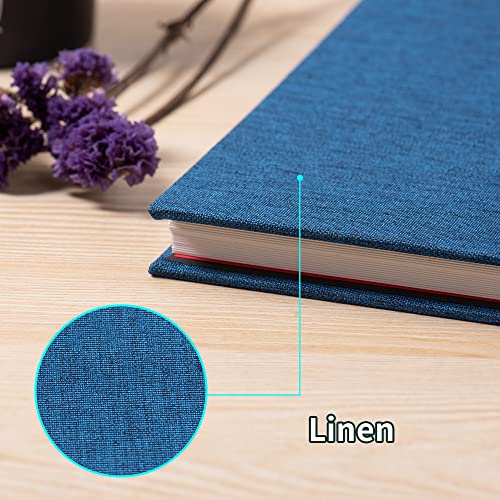 Large Photo Album Self Adhesive for 4x6 5x7 8x10 Pictures Magnetic Scrapbook Album 20 Sheets / 40 Pages Linen Cover DIY Photo Album with A Metallic Pen and and Plastic Board(Blue) - color: Blue, size: 11"x10.8" 40 Pages