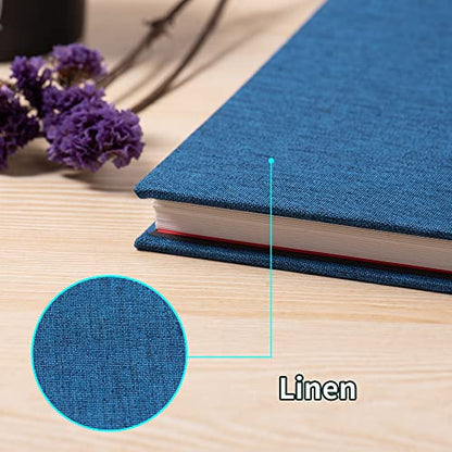 Large Photo Album Self Adhesive for 4x6 5x7 8x10 Pictures Magnetic Scrapbook Album 20 Sheets / 40 Pages Linen Cover DIY Photo Album with A Metallic Pen and and Plastic Board(Blue) - color: Blue, size: 11"x10.8" 40 Pages