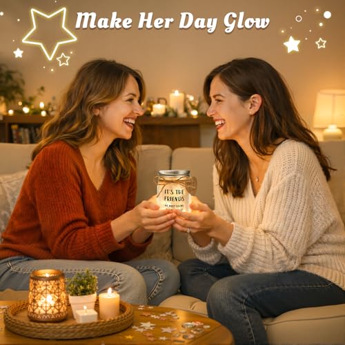 Friendship Gifts for Women - Thank You Mason Jar Night Light for Friends | Unique Birthday Present, Meaningful Appreciation Keepsake, Coworker Farewell, Sentimental 15oz Glass - style: THE FRIENDS
