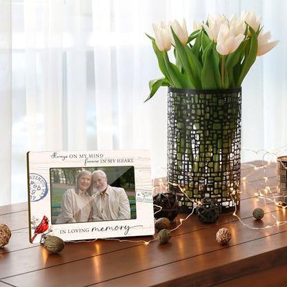 Cardinal Bird Memorial Picture Frame, Sympathy Gifts for Loss Of A Loved One, Christmas Bereavement Gifts, 4x6 Photo Frame for Condolences Keepsake, Home Office Desktop Decoration -001