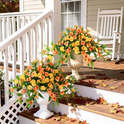 Hommyea Artificial Fake Fall Flowers for Outdoor UV Resistant Faux Flowers - color: Orange Yellow