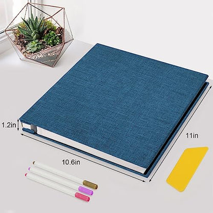 Zesthouse Photo Album Self Adhesive Pages, 60 Pages Magnetic Scrapbook Albums with Sticky Page,Photos Album Holds 8x10 & 5X7 & 4x6 & 6x8 & 3x5 (Black Blue, 11"x10.6"/White 60 Pages) - color: Black Blue, size: 11"x10.6"/White 60 Pages
