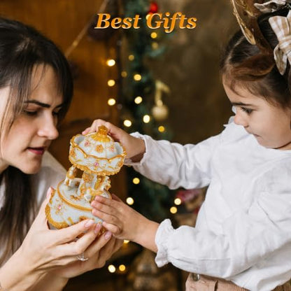 Carousel Music Box,Luxury Color Change LED Light ,Luminous Rotating 3-horse | Luminous Music Box, musical box with Gift Box for Girls Birthday Valentine Gift (You are My Sunshine, Light Gold) - color: Light Gold, style: You are My Sunshine