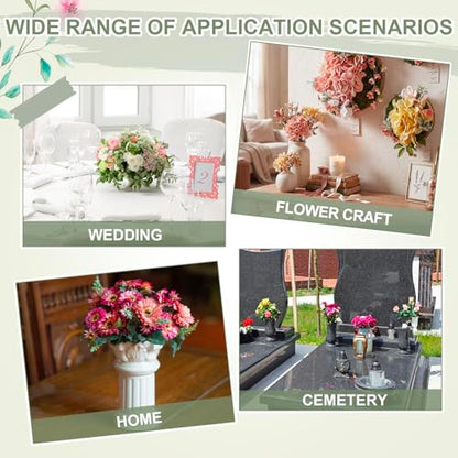 Chunful 6 Pack Cemetery Vase Floral Foam Inserts 1.25 x 5.8 Inch Round Green Floral Foam for Artificial Flowers Dry Foams for Grave Vase Headstone Flower Arrangement - style: Round