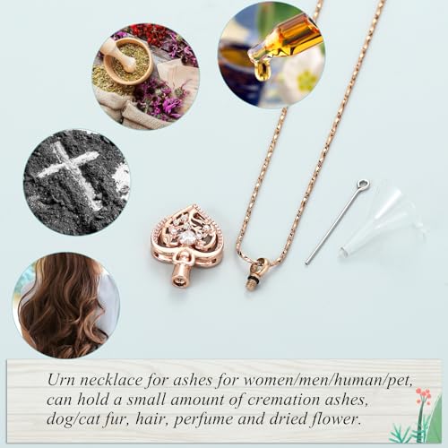 Imrsanl Tree of Life Heart Urn Necklace for Ashes Loved Ones Keepsake Cremation Jewelry Funeral Memorial Ashes Holder Pendant for Women - color: Rose Gold-White