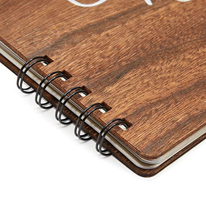 Paper Junkie Rustic Wooden Guest Book for Party - 112 Pages, 11.25 x 8.75 in Brown Wood Cover - Wedding & Baby Shower Guest Book Sign in