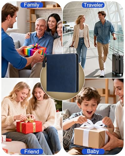 Leather Photo Album 4x6 200 Photos, DIY Scrapbook with 50 Sheets and 20 Blank Kraft Sheets, Travel Souvenir Diary Photo Book for Family Wedding Baby and Holiday Pictures - color: Blue