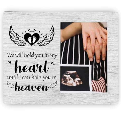 Baby Memorial Picture Frame, We Will Hold You in My Heart Remembrance Wooden Photo Frame Gifts for Loss of Baby, 4x6 inch Photo - style: Baby Memorial