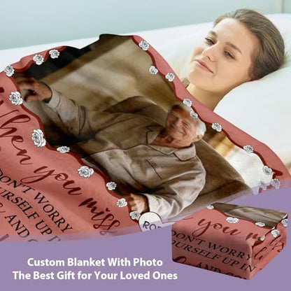 Personalized Sympathy Blanket Custom Memorial Blanket with Photos for Loss of Loved One in Loving Memory Bereavement Grief Gifts for Father Mother Husband Wife Friends (Style-6)