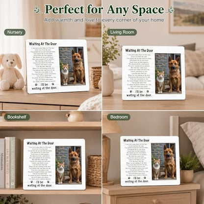 Pet Dog Cat Memorial Photo Frame - Waiting At The Door Dogs Wooden Tabletop Picture Frame - Sympathy Memorial Gifts For Loss Of Dog Cat Owner - In Loving Memory Minimalist Frames Favors -06 - style: Minimalist 1