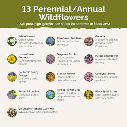 Eden Brothers Deer Resistant Wildflower Mixed Seeds for Planting, 1 lb - size: 1 Pound, style: Deer Resistant