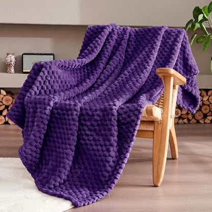 330GSM 3D Jacquard Throw Blanket for Couch, Purple, 50"x70" - color: Purple, size: Throw XL(50"x70")