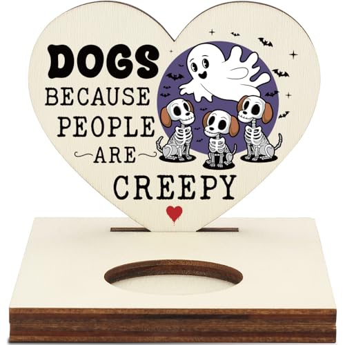 Halloween Dog Lover Candle Holder “Dogs Because People are Creepy”, Funny Spooky Wall Decor, Gothic for Pet Owners, LMM20 - color: Dogs Because People Are Creepy