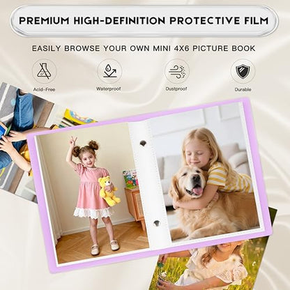 Ruibytree 2 Pack Small Photo Albums 4x6 Pictures, 104 Photos Total, Purple - color: Purple