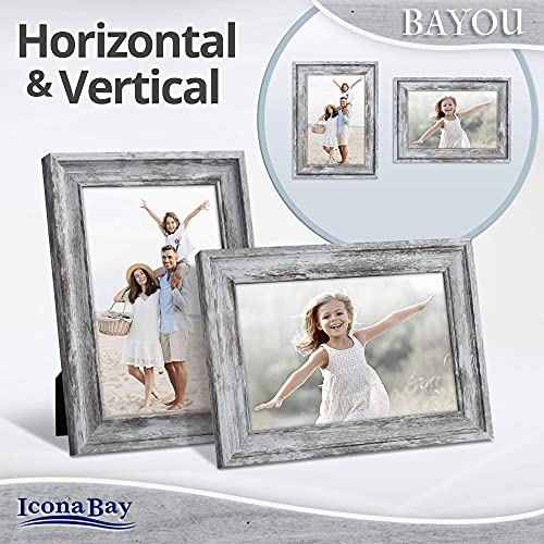 Icona Bay 6x4 Picture Frame (Azure Grey, 1 Pack) Cape Cod Style 6 x 4 Photo Frame, Table Top or Wall Mount, Bayou Collection - size: 4x6