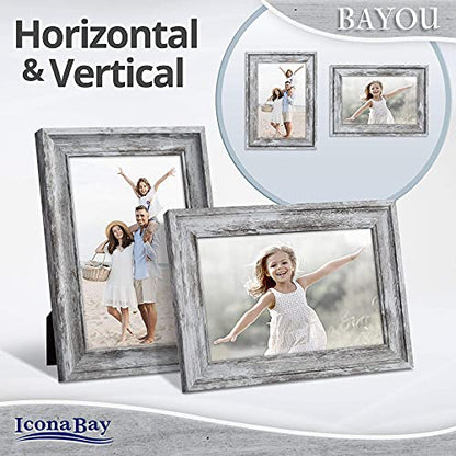 Icona Bay 6x4 Picture Frame (Azure Grey, 1 Pack) Cape Cod Style 6 x 4 Photo Frame, Table Top or Wall Mount, Bayou Collection - size: 4x6