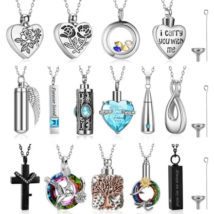Ecation 15 Pcs Urn Necklace for Ashes Women Cremation Jewelry - color: Sky Blue