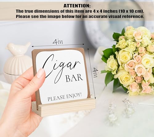 Cigar Bar Sign, Wedding Signs for Ceremony and Reception, Bridal Shower Centerpieces for Tables, Marriage Reception, Bridal Shower Party Favors, Wedding Sign with Wooden Base - color: cigar lounge deco