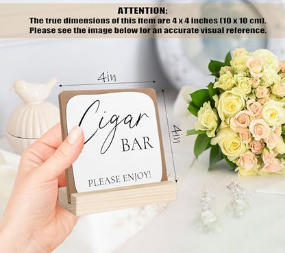 Cigar Bar Sign, Wedding Signs for Ceremony and Reception, Bridal Shower Centerpieces for Tables, Marriage Reception, Bridal Shower Party Favors, Wedding Sign with Wooden Base - color: cigar lounge deco