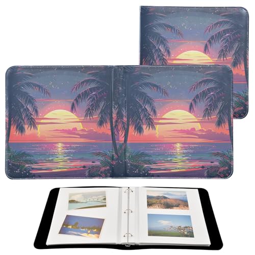 JIPONI Hawaii Beach Large Photo Album, DIY Leather Cover Scrapbook Albums for 4x6 5x7 6x8 Pictures, Self Adhesive Memory Book for Wedding, Baby, Family - color: Hawaii