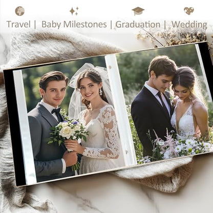 Photo Album 8x10 2 Packs Clear Pages Pockets Leathe Cover Slip Slide in Photo Album Each Holds 50 Vertical 8x10 Photos Picture Book for Wedding Family (Red) - color: Red, size: 50 Pockets/2PK