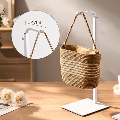 Adjustable Tabletop Purse & Banner Display Stand, White | Multi-use tabletop rack holds handbags, birthday banners, lanterns and wreaths for home, parties or retail. - color: White