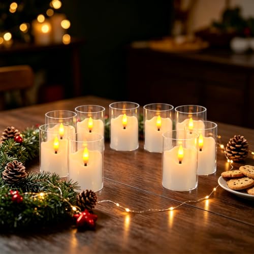 24 flickering flameless LED candles, small cylindrical tea lamp candles - color: white1-24Pack