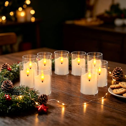 24 flickering flameless LED candles, small cylindrical tea lamp candles - color: white1-24Pack