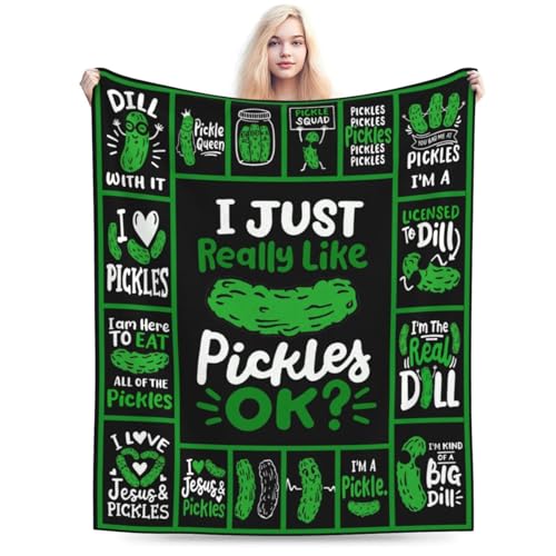 Pickle Blanket Super Soft Warm Pickle Fleece Throw Blanket I Just Really Like Pickle Women Girls Cozy Fluffy Lightweight Flannel Gifts Blankets for Men Adults 80"X60" - color: Pickle, size: 80"x60"