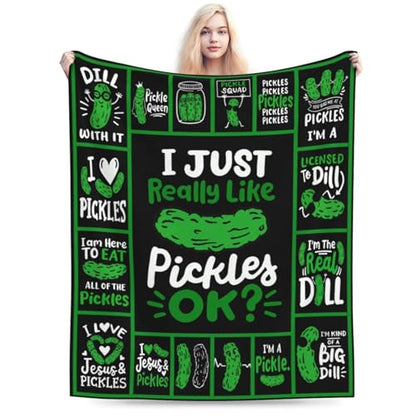 Pickle Blanket Super Soft Warm Pickle Fleece Throw Blanket I Just Really Like Pickle Women Girls Cozy Fluffy Lightweight Flannel Gifts Blankets for Men Adults 80"X60" - color: Pickle, size: 80"x60"