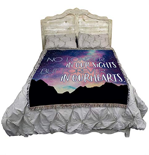 Pure Country Weavers No Longet in Our Sights But Forever in Our Hearts Blanket Mountains - Sympathy Bereavement Gift Tapestry Throw Woven from Cotton - Made in the USA (72x54) - color: Our Sights Mountains, size: 72" x 54"