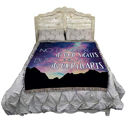 Pure Country Weavers No Longet in Our Sights But Forever in Our Hearts Blanket Mountains - Sympathy Bereavement Gift Tapestry Throw Woven from Cotton - Made in the USA (72x54) - color: Our Sights Mountains, size: 72" x 54"