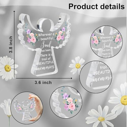Sympathy Gifts, Angel Acrylic Memorial Bereavement Sign Gift, Grieving Gift, Remembrance Grief Dandelion Theme Gifts for Loss of Loved One, Sympathy Sign for Home Living Room Table Centerpiece Decor - style: 045